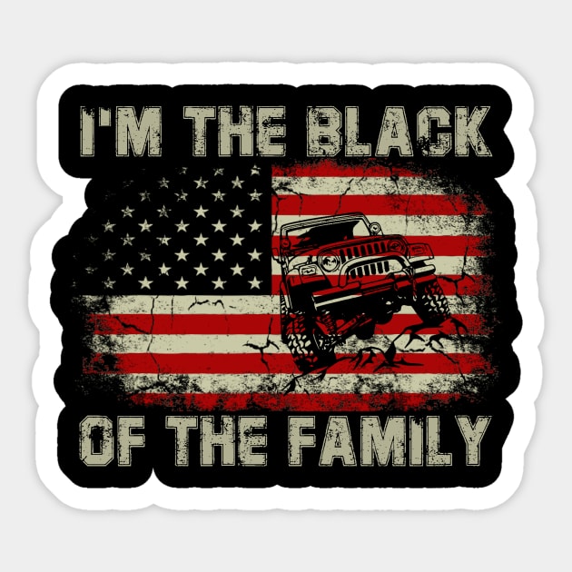 I'm The Black Of The Family American Flag Jeep Jeeps Lover Sticker by Jane Sky